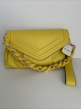 Aldo Yellow Chain-Accent Clutch